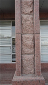 China Maple Red Sesame Granite Split Face Mushroom Stone for Wall Cladding,G562 China Red Granite Villa Exterior Walling Stones