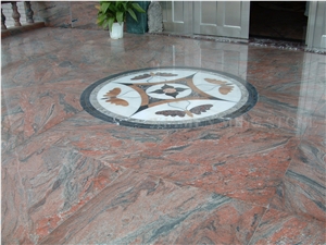 China Multicolor Juparana Red Granite Polished Tiles Villa Exterior Walling,Machine Cutting Slab Panel for Wall Cladding,Floor Stepping,Skirting Tiles