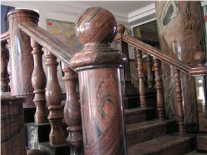 China Multicolor Juparana Red Spray Wave Granite Polished Balcony Balustrades,Handrail,Railings for Staircase