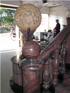 China Multicolor Juparana Red Spray Wave Granite Polished Interior Balustrades,Handrail,Railings for Staircase, Staircase Baluster