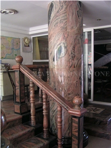 China Multicolor Juparana Red Spray Wave Granite Polished Interior Balustrades,Handrail,Railings for Staircase, Staircase Baluster