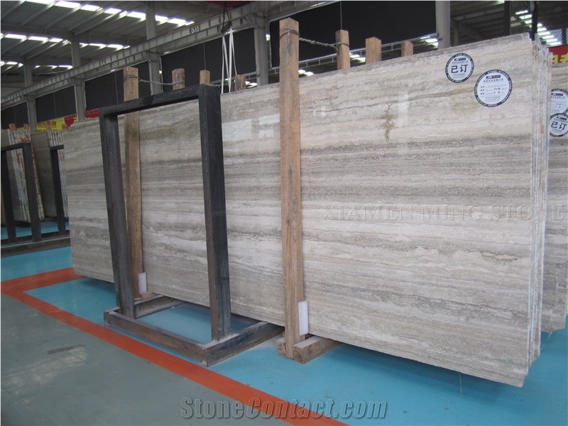 Free Sample Ocean Blue Silver Travertine Slabs Polished,Machine Vein Cutting Beige Travertino Panel Tiles Walling,Floor Stepping Pattern from Italy