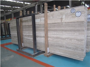 Free Sample Ocean Blue Silver Travertine Slabs Polished,Machine Vein Cutting Beige Travertino Panel Tiles Walling,Floor Stepping Pattern from Italy