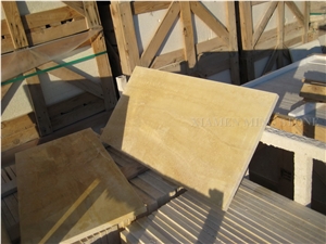 Golden Travertine Yellow Honed Machine Cutting Panel Tiles for Floor Covering Pattern