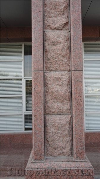 Maple Red Granite Split Face Mushroom Stone for Wall Cladding,G562 China Red Granite Villa Exterior Walling Stones