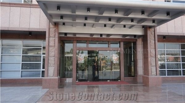 Maple Red Granite Split Face Mushroom Stone for Wall Cladding,G562 China Red Granite Villa Exterior Walling Stones