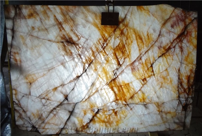 Precious Brazilian Crystal Marble Translucent Slabs,Brazil Yellow Golden Veins Marble Slabs,Tile Panel Flooring