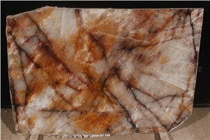 Precious Brazilian Crystal Marble Translucent Slabs,Brazil Yellow Golden Veins Marble Slabs,Tile Panel Flooring