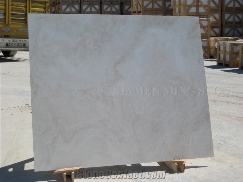 Turkey Super White Travertine Medium Honed Machine Cutting Tiles for Wall Cladding,Travertino Floor Covering Pattern,Hotel Interior Stone Flooring