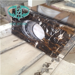 Afghanistan Black Golden Flower Marble Bath Countertops,Black and Gold Marble,Portoro Marble Vantity Top