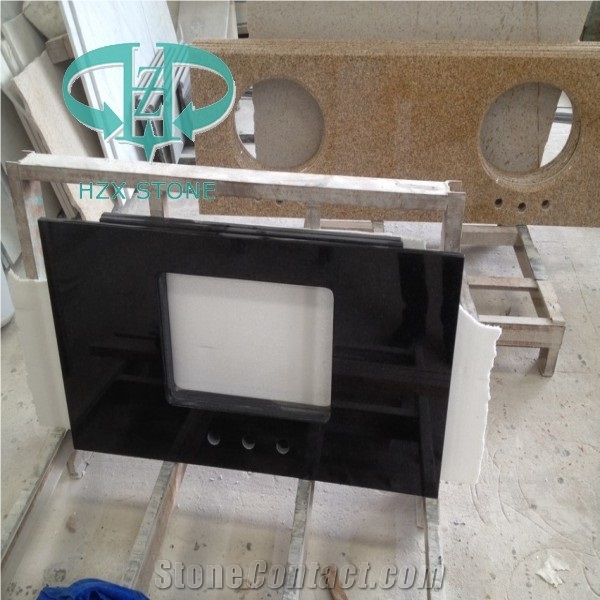 China Black Granite Bathroom Countertop, Hebei Black Countertop, Hebei Black Bathroom Vanity Top
