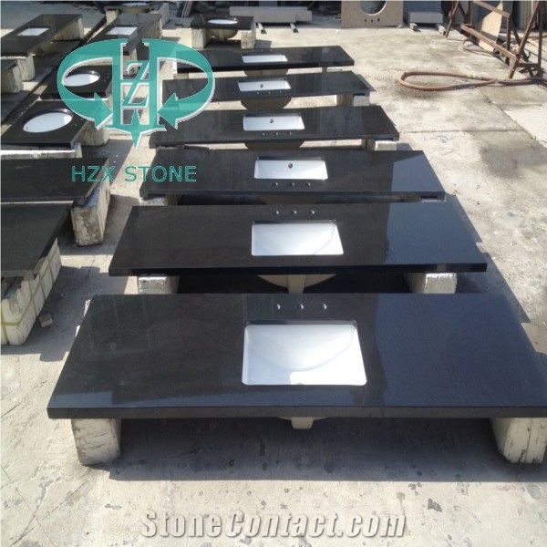 China Black Granite Bathroom Countertop, Hebei Black Countertop, Hebei Black Bathroom Vanity Top