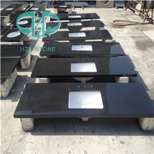 China Black Granite Bathroom Countertop, Hebei Black Countertop, Hebei Black Bathroom Vanity Top