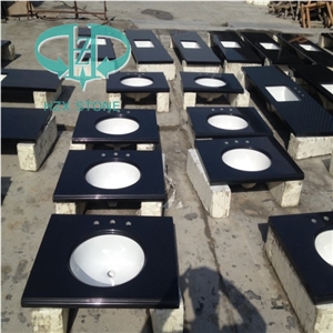 China Black Granite Bathroom Countertop, Hebei Black Countertop, Hebei Black Bathroom Vanity Top