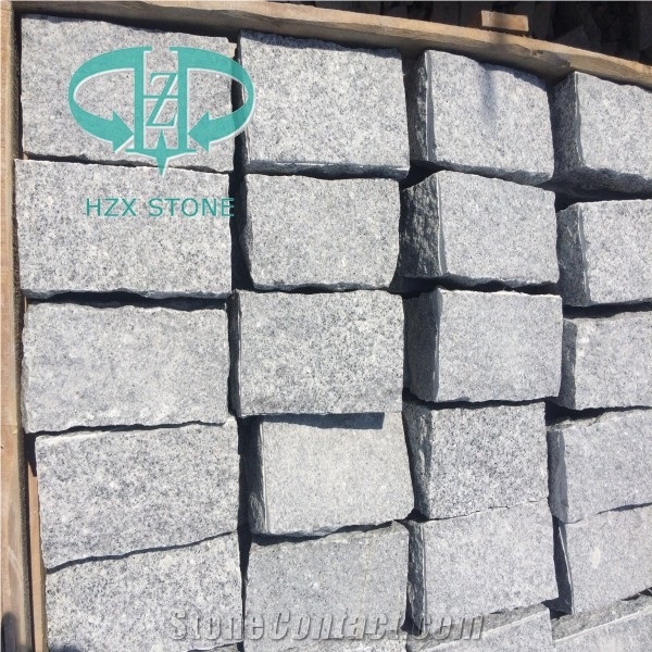 G601 Granite Cube Stone, Light Grey Granite Cobble Stone for Paving Outside