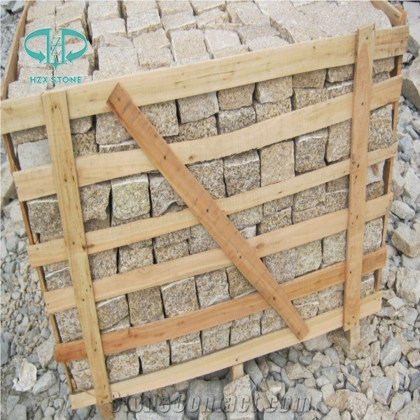 G682 Granite/China Yellow Rustic Paving Stone/Golden Sand/Sunset Gold Pineappled Yellow Granite for Landscaping Cubestone/Walkway Stones/Road Stone