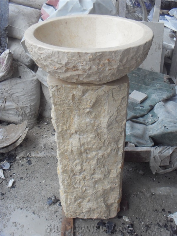 China Black Granite G654 Split Finish Pedestal Sink Wash Basin Vessel