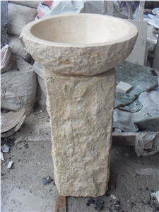 China Black Granite G654 Split Finish Pedestal Sink Wash Basin Vessel