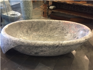 China Factory Custom Design Tundra Grey Marble Natural Stone Round Bathtub China Factory Custom Design Tundra Grey Marble Natural Stone Round Bathtub