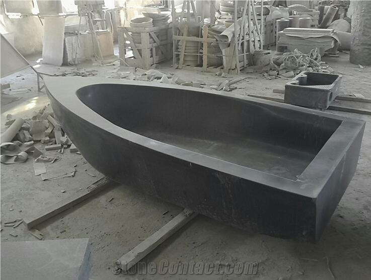 China Factory Custom Design Tundra Grey Marble Natural Stone Round Bathtub