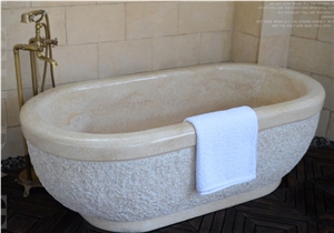 China Factory Design Black Granite Natural Stone Square Freestanding Bathtub