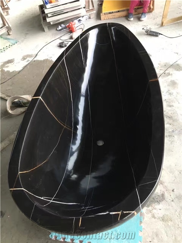 China Factory Design Carrara Marble Natural Stone Square Freestanding Bathtub