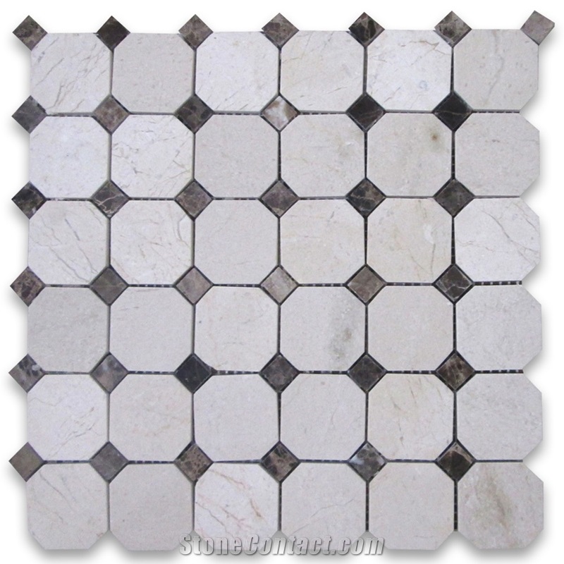 China Marble Mosaic Tiles, Tumbled Mosaic Design Pattern for Bathroom