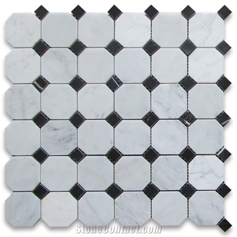 China Marble Mosaic Tiles, Tumbled Mosaic Design Pattern for Bathroom