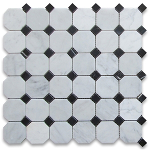 China Marble Mosaic Tiles, Tumbled Mosaic Design Pattern for Bathroom