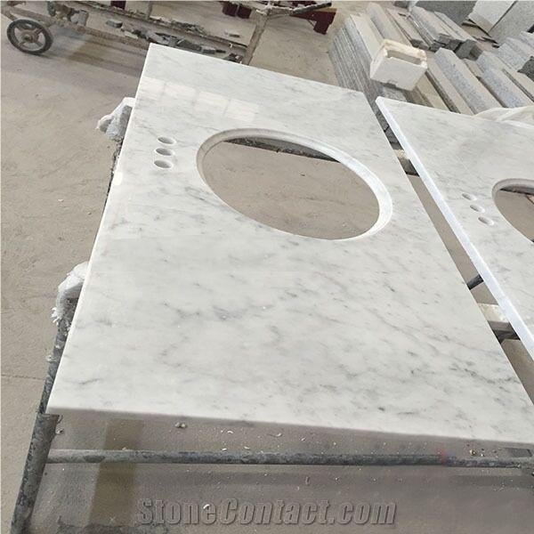 Custom Design Natural Stone Material White Marrble Countertop for Kitchen Worktop