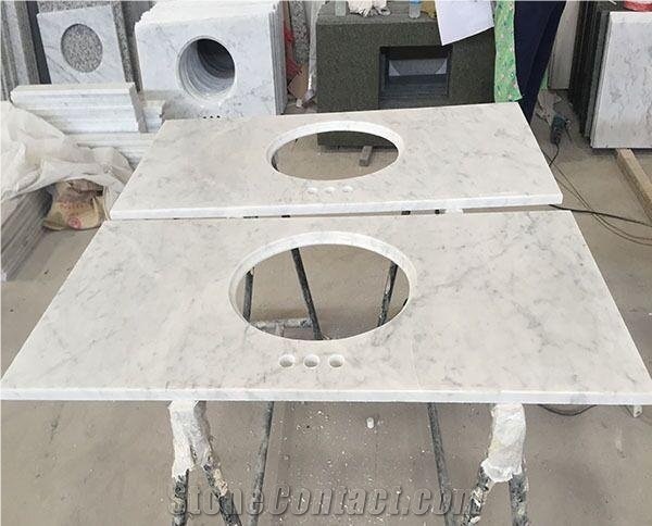 Custom Design Natural Stone Material White Marrble Countertop for Kitchen Worktop