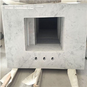 Custom Design Natural Stone Material White Marrble Countertop for Kitchen Worktop