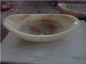 Custom Design White Onyx Bathroom Vessel, Natural Stone Wash Basin