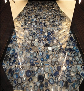 Custom Kitchen Island Tops Semi Precious Countertops Blue Agate Kitchen Island