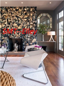 Custom Semi Precious Countertops for Kitchen Blue Agate Stone Bar Tops