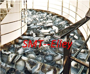 Custom Semi Precious Countertops for Kitchen Blue Agate Stone Bar Tops