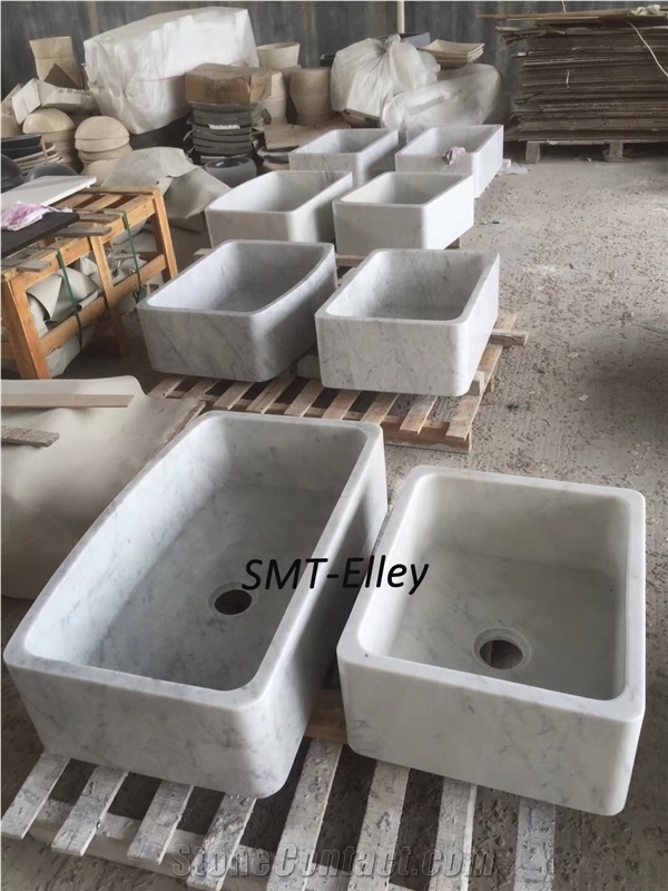 Customized Solid Surface Stone Basin for Bathroom Marble Carrara C Basin