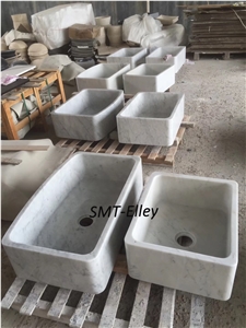 Customized Solid Surface Stone Basin for Bathroom Marble Carrara C Basin