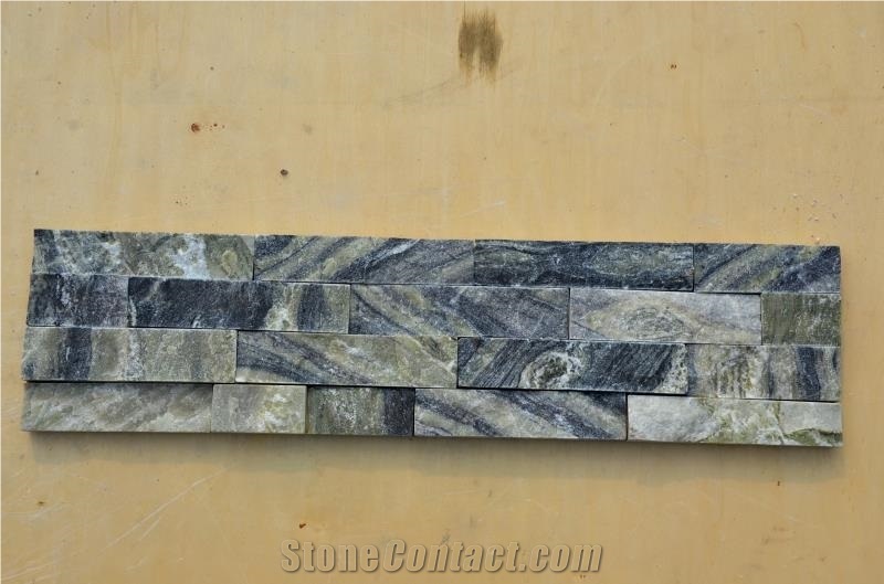 Green Marble Cultured Stone as Indoor and Ourdoor Wall Cladding Tiles,Split Face Ccultured Stone for Feature Wall Decoration
