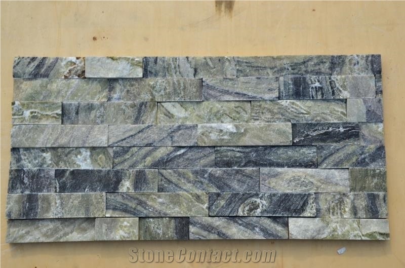Green Marble Cultured Stone as Indoor and Ourdoor Wall Cladding Tiles,Split Face Ccultured Stone for Feature Wall Decoration