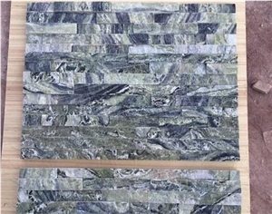 Green Marble Cultured Stone as Indoor and Ourdoor Wall Cladding Tiles,Split Face Ccultured Stone for Feature Wall Decoration