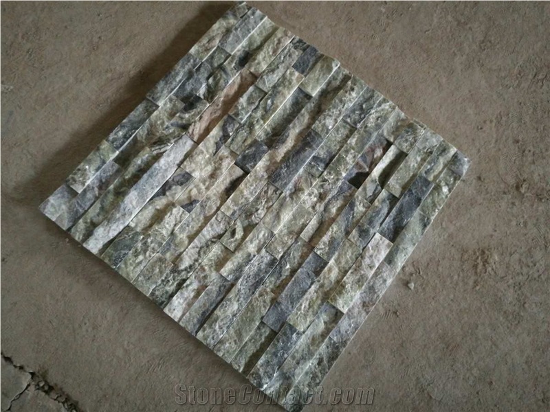 Green Marble Cultured Stone as Indoor and Ourdoor Wall Cladding Tiles,Split Face Ccultured Stone for Feature Wall Decoration
