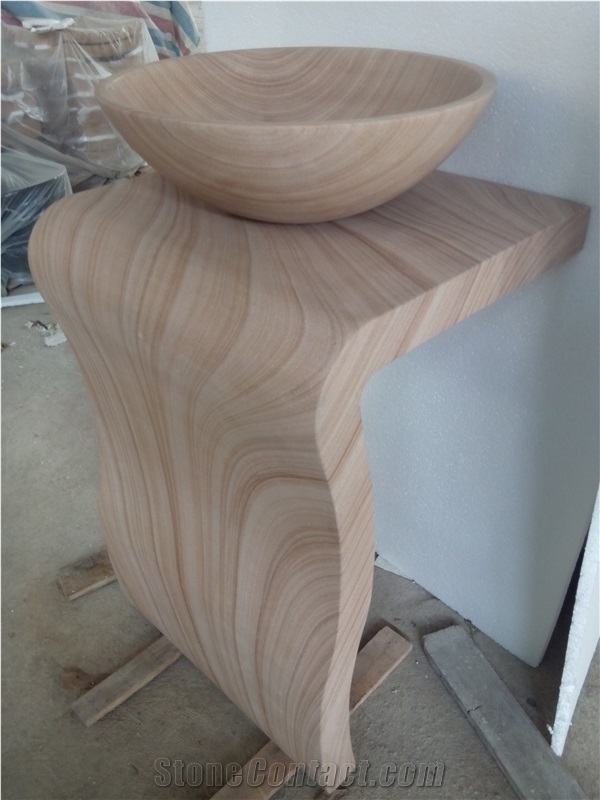 High Quality Factory Whosale Sandstone Pedestal Basin, Pedestal Vessel Sink