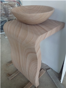 High Quality Factory Whosale Sandstone Pedestal Basin, Pedestal Vessel Sink