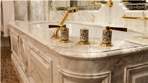 Luxury Marble Bathtub Panels Calacatta Oro Marble Surround Decks for Hotel Bathtub Luxury Marble Bathtub Panels Calacatta Oro Marble Surround Decks for Hotel Bathtub