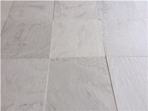 Natural Grey Quartzite Flooring Tiles,Flamed Surface White Quartzite Wall Corveing Tiles