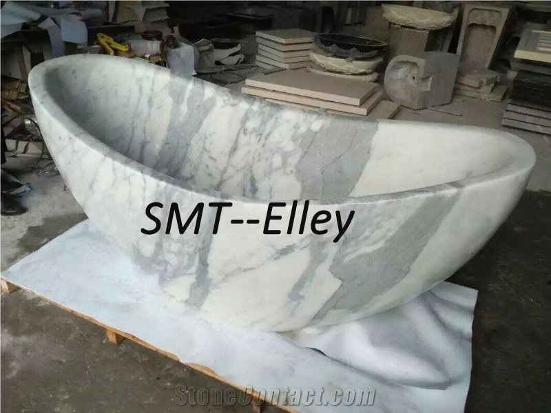 Natural Stone Bath Tub Solid Marble Carrara C Bathtub for Hotel