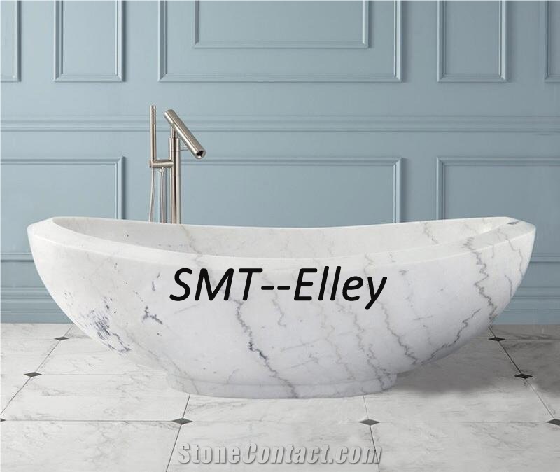 Natural Stone Bath Tub Solid Marble Carrara C Bathtub for Hotel