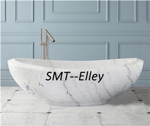 Natural Stone Bath Tub Solid Marble Carrara C Bathtub for Hotel
