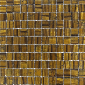 Natural Stone Decorative Precious Agate Mosaic Pattern for Interior Wall Decoration, Brown Semiprecious Stone Mosaic Pattern
